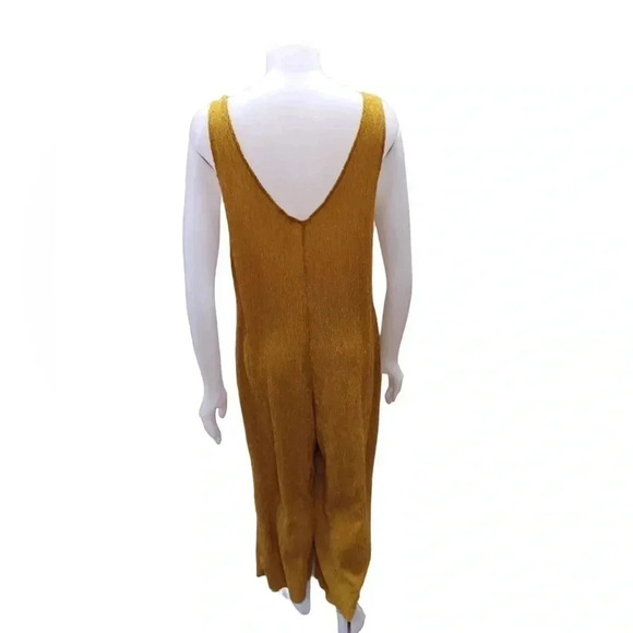 MNG Mango Textured Long Jumpsuit Mustard  Size Medium - Picture 6 of 12